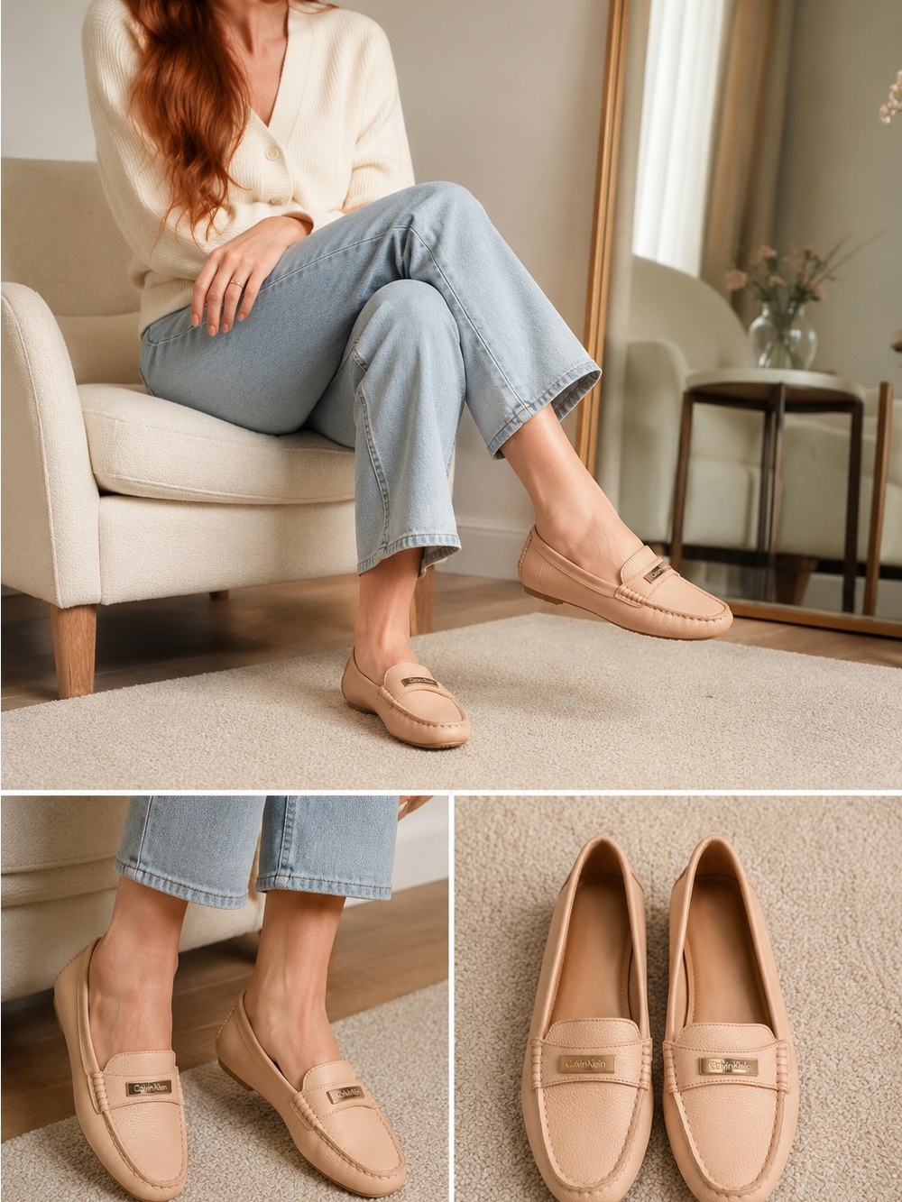 Calvin Klein soft pink loafers.
